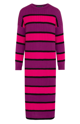 Gestreepte Sweater Dress Tracy Magenta