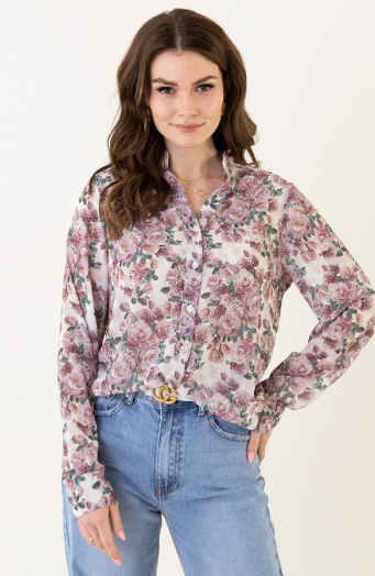Floral Blouse Milly Dust Pink